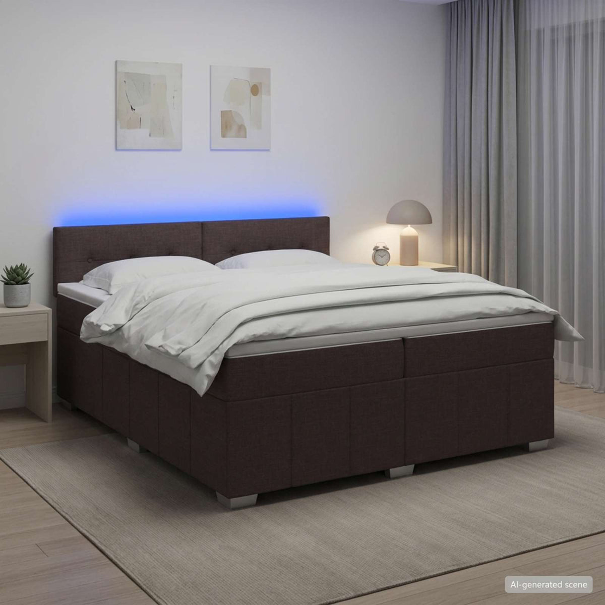 Letto box spring con materasso Marrone Scuro 200 x 200 cm