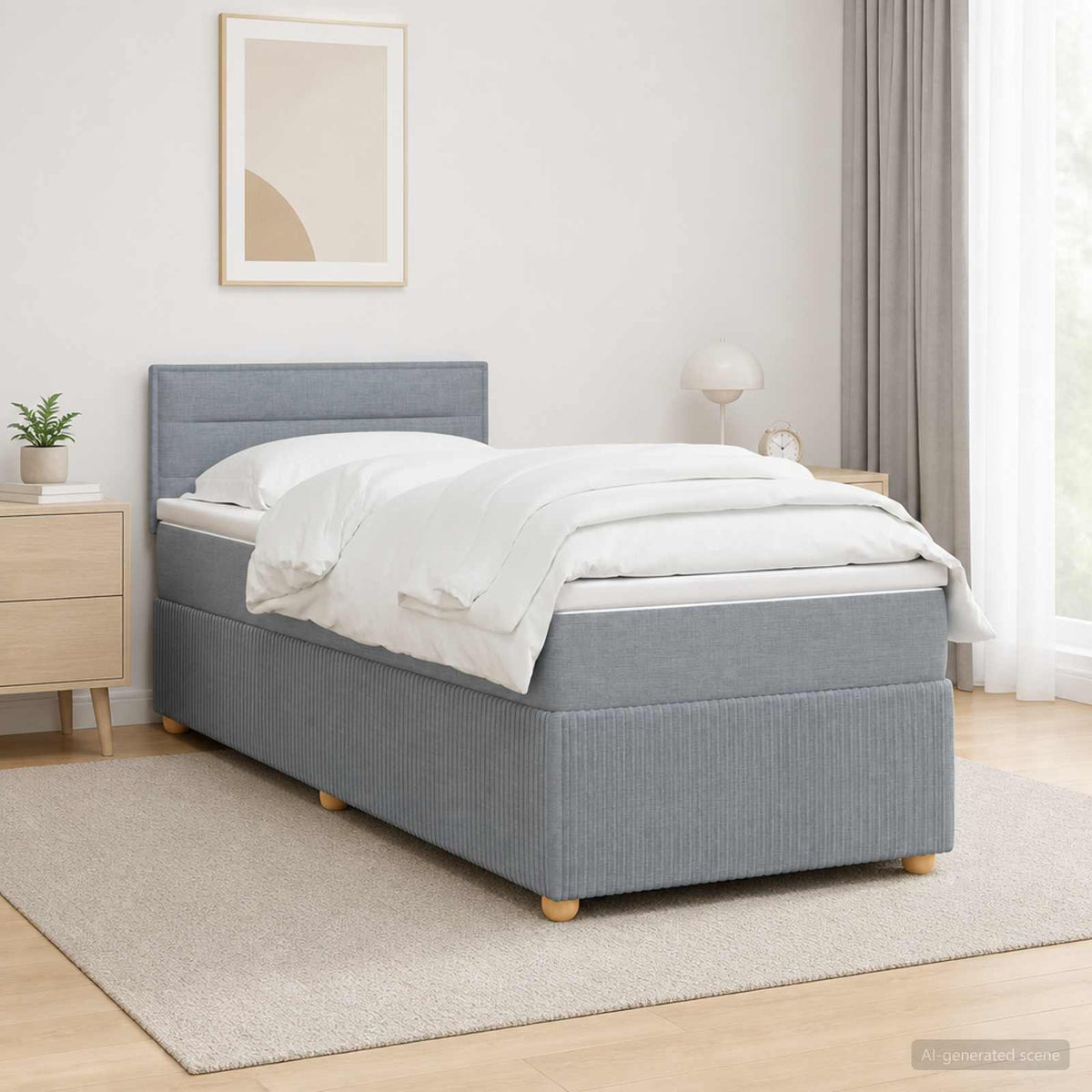 Letto con Box Spring, Materasso e LED Grigio Chiaro 90 x 190 cm | homemem39
