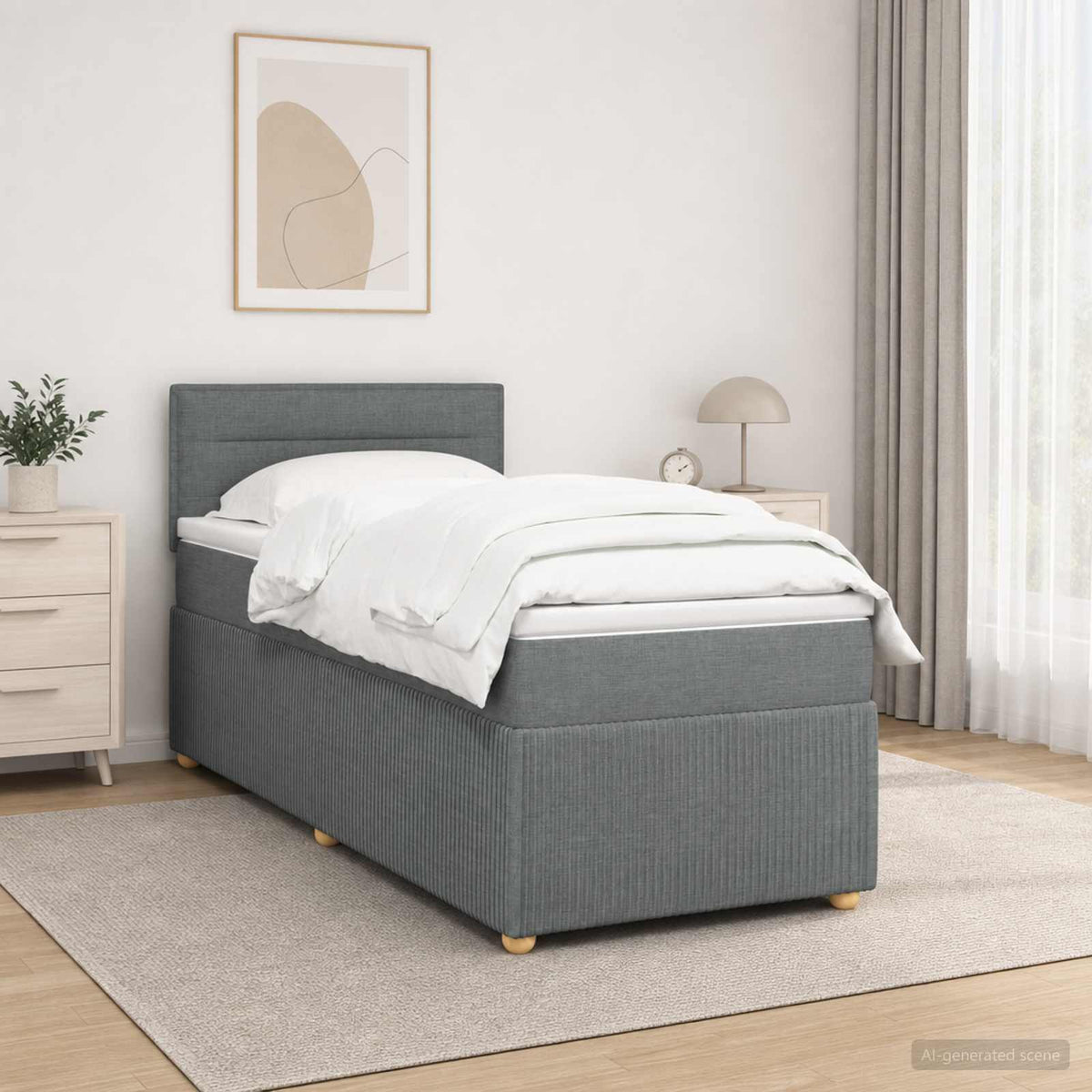 Letto con Box Spring, Materasso e LED 90 x 190 cm