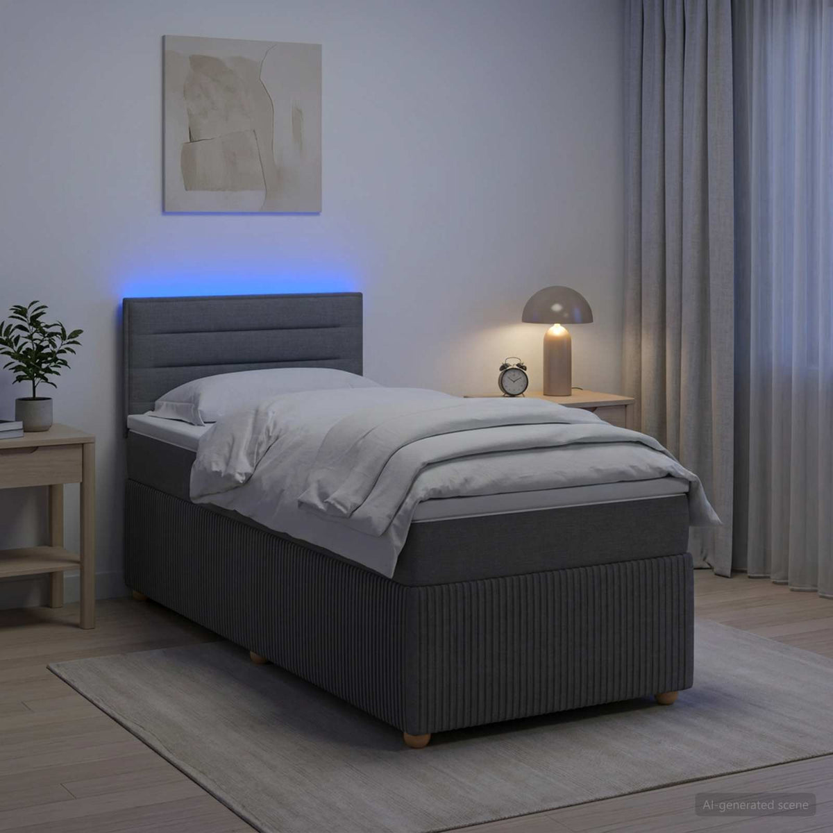 Letto box spring con materasso Grigio Scuro 90 x 200 cm Tessuto | homemem39