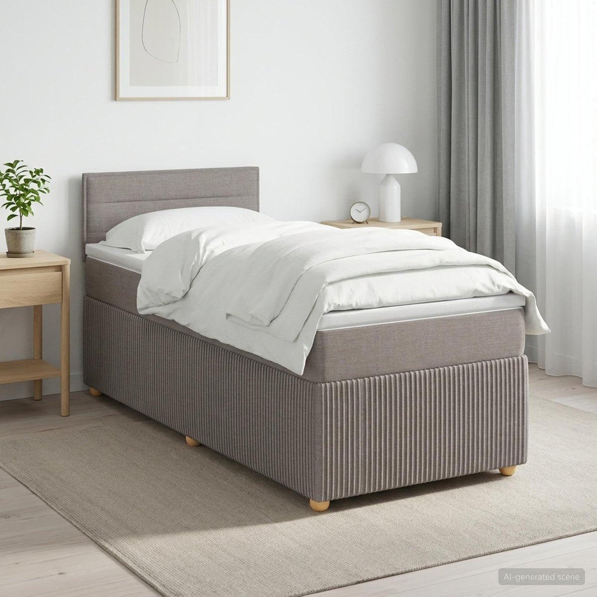 Letto box spring con materasso Tortora 90 x 200 cm Tessuto | homemem39