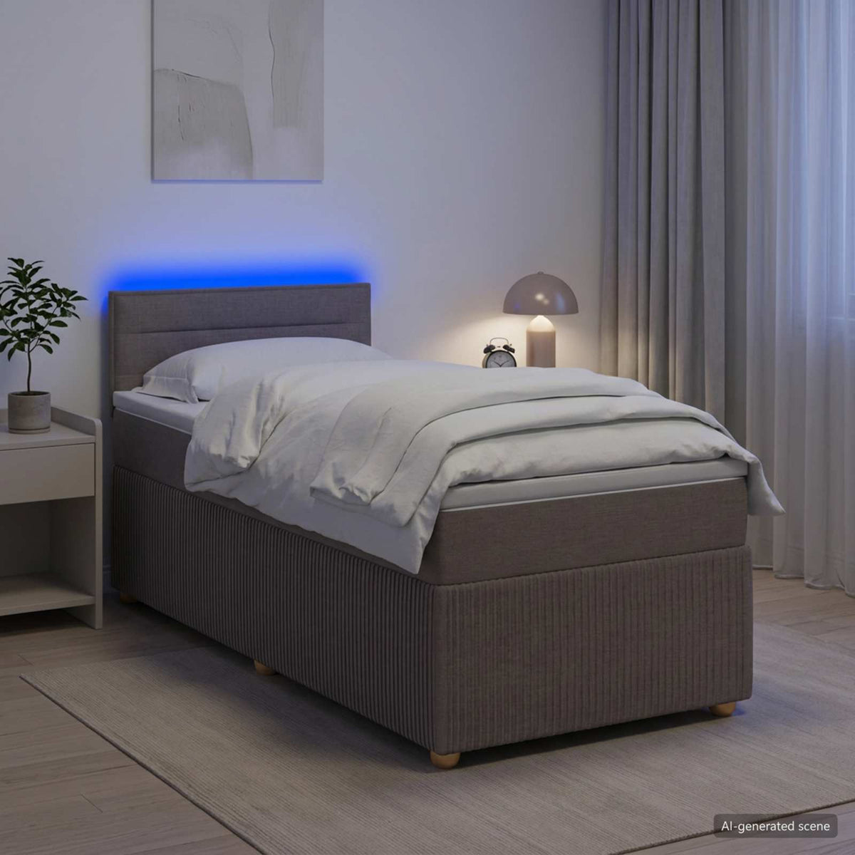 Letto box spring con materasso Tortora 90 x 200 cm Tessuto | homemem39