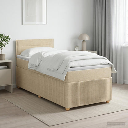 Letto box spring con materasso Crema 100 x 200 cm Tessuto | homemem39