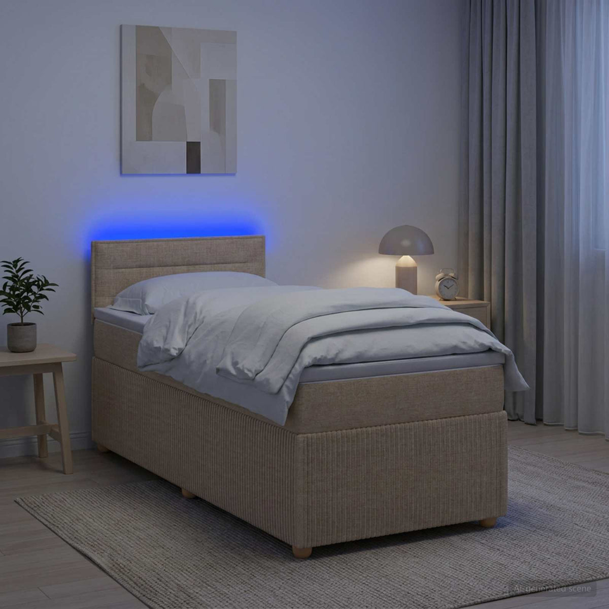 Letto box spring con materasso Crema 100 x 200 cm Tessuto | homemem39