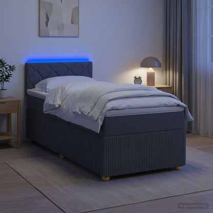 Letto box spring con materasso Grigio Scuro 80 x 200 cm Tessuto