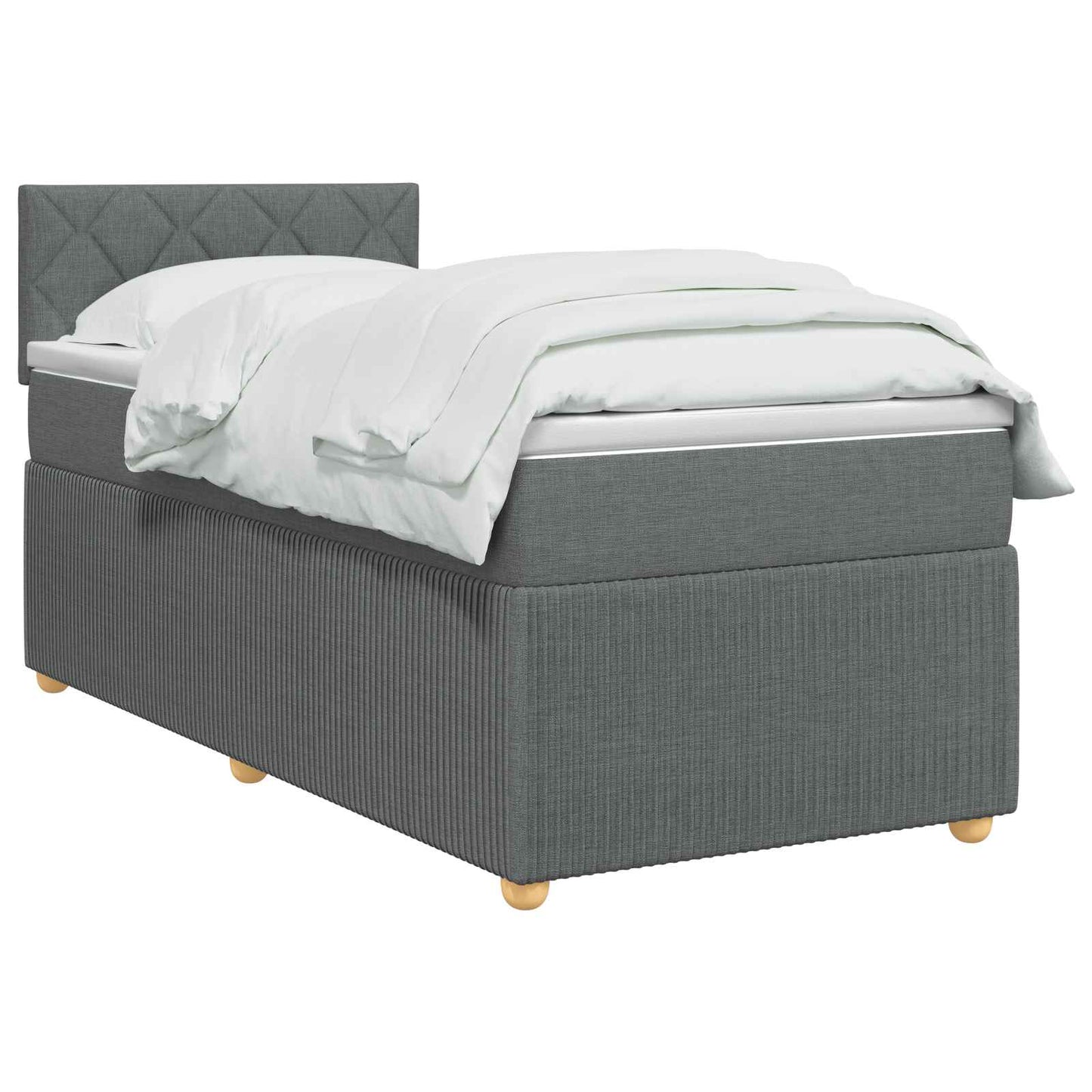 Letto box spring con materasso Grigio Scuro 80 x 200 cm Tessuto