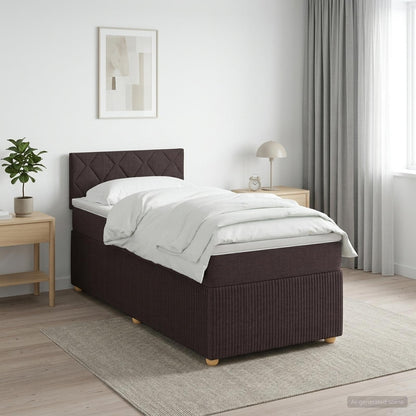 Letto box spring con materasso Marrone Scuro 80 x 200 cm