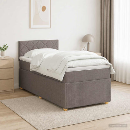 Letto box spring con materasso Tortora 100 x 200 cm Tessuto