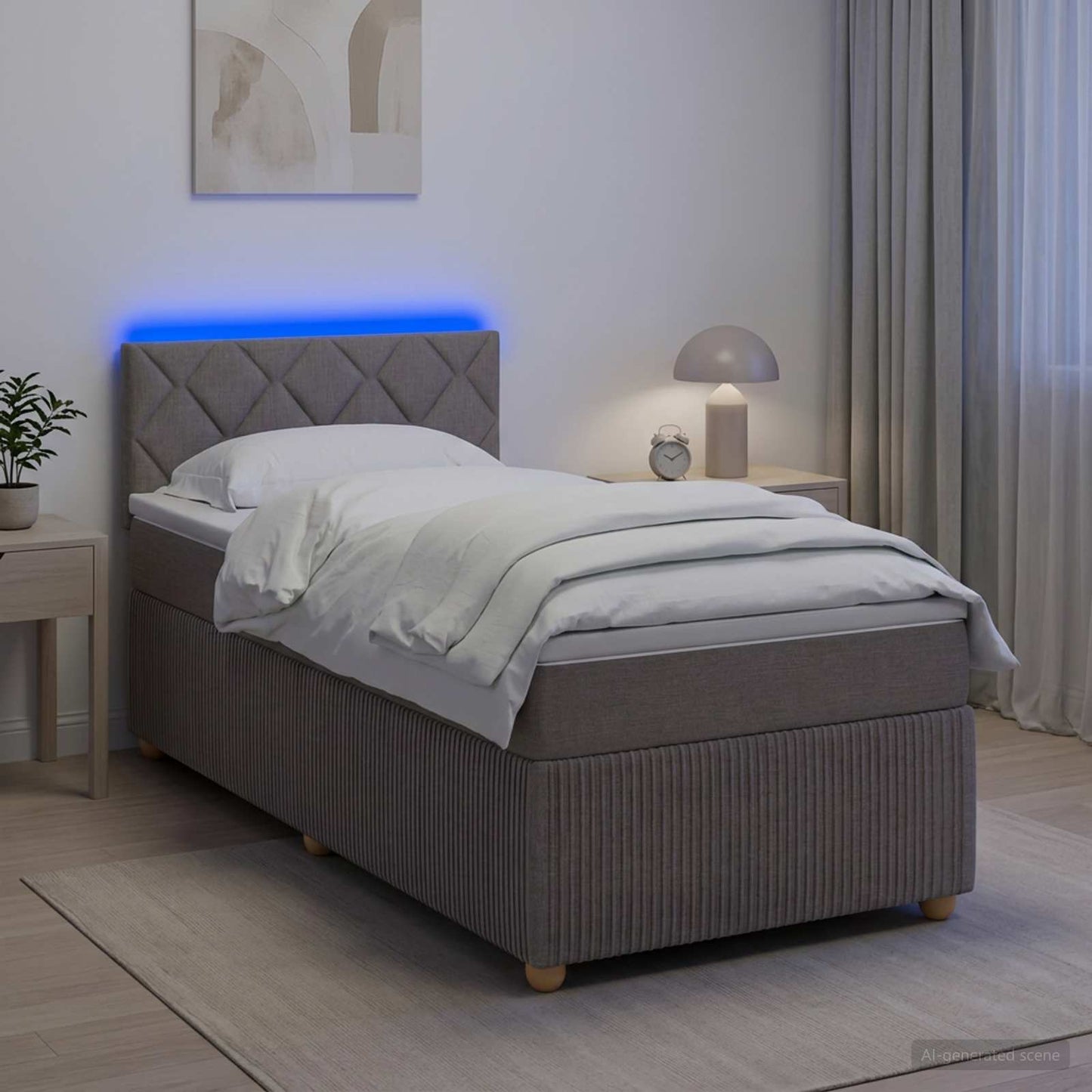 Letto box spring con materasso Tortora 100 x 200 cm Tessuto