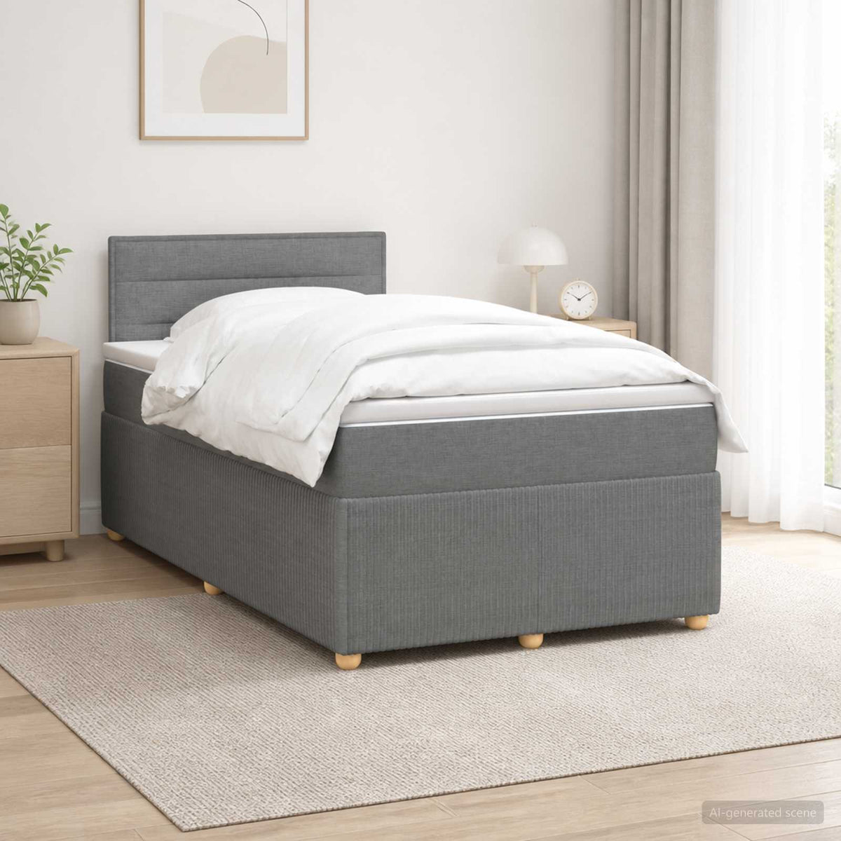 Letto box spring con materasso Grigio Scuro 120 x 190 cm | homemem39