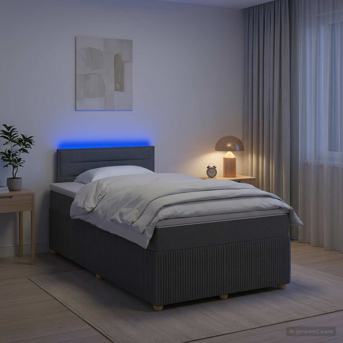 Letto box spring con materasso Grigio Scuro 120 x 200 cm | homemem39