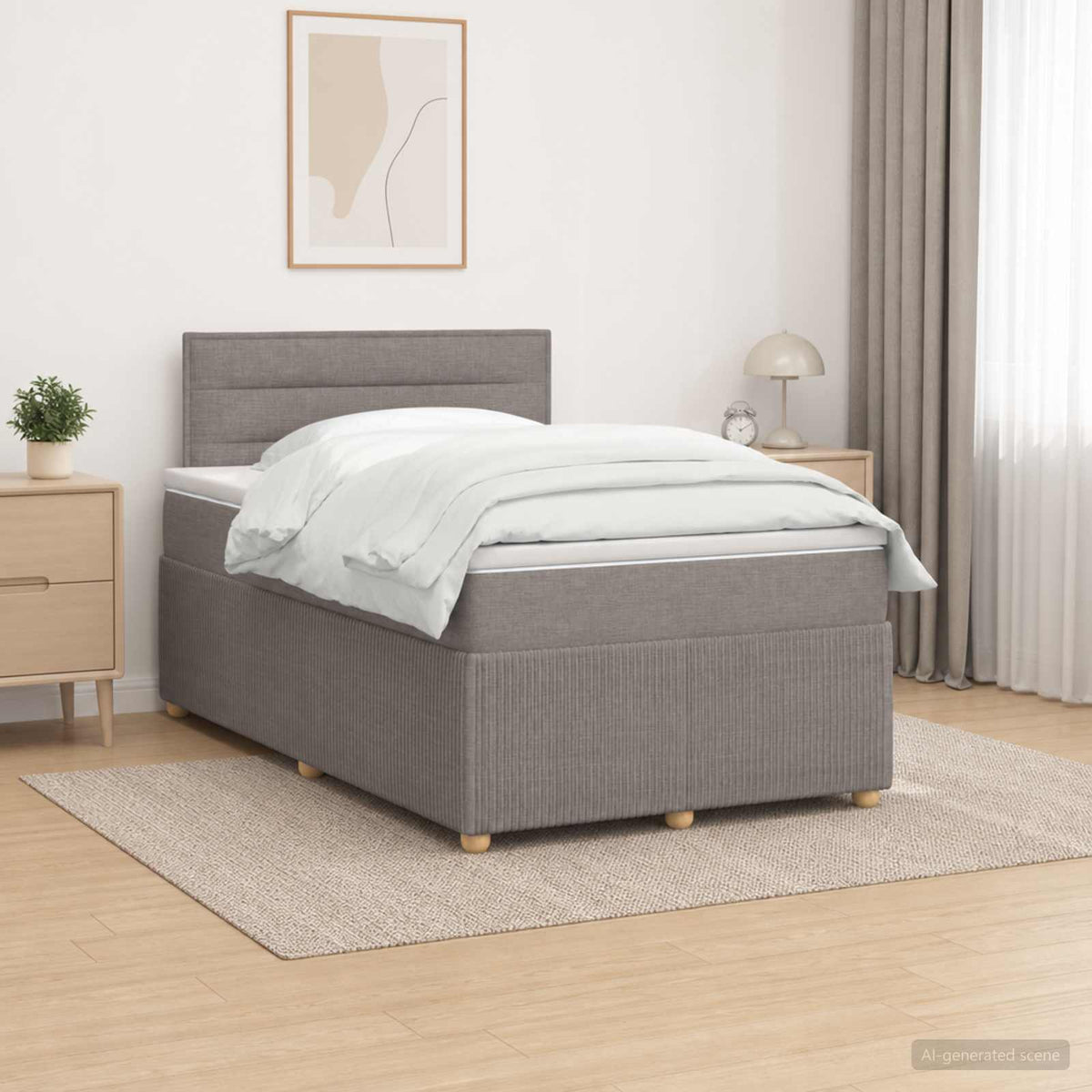 Letto box spring con materasso Tortora 120 x 200 cm Tessuto | homemem39