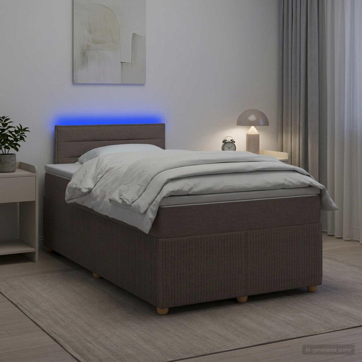 Letto box spring con materasso Tortora 120 x 190 cm Tessuto | homemem39