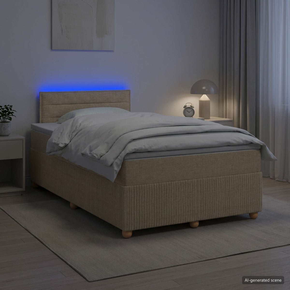Letto box spring con materasso Crema 120 x 200 cm Tessuto | homemem39