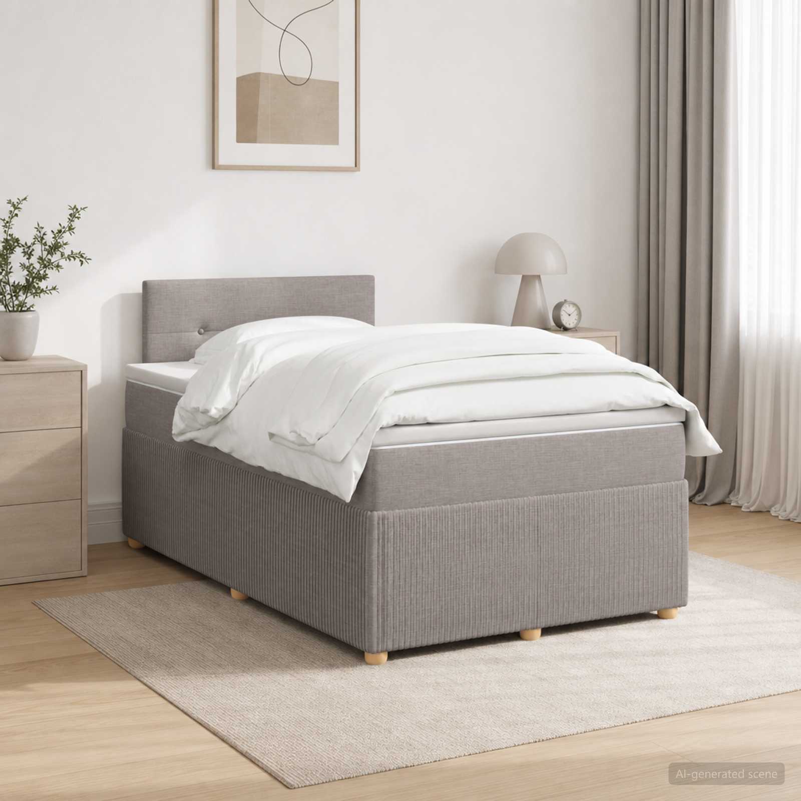 Letto box spring con materasso Tortora 120 x 190 cm Tessuto | homemem39