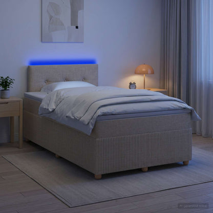 Letto box spring con materasso Crema 120 x 190 cm Tessuto