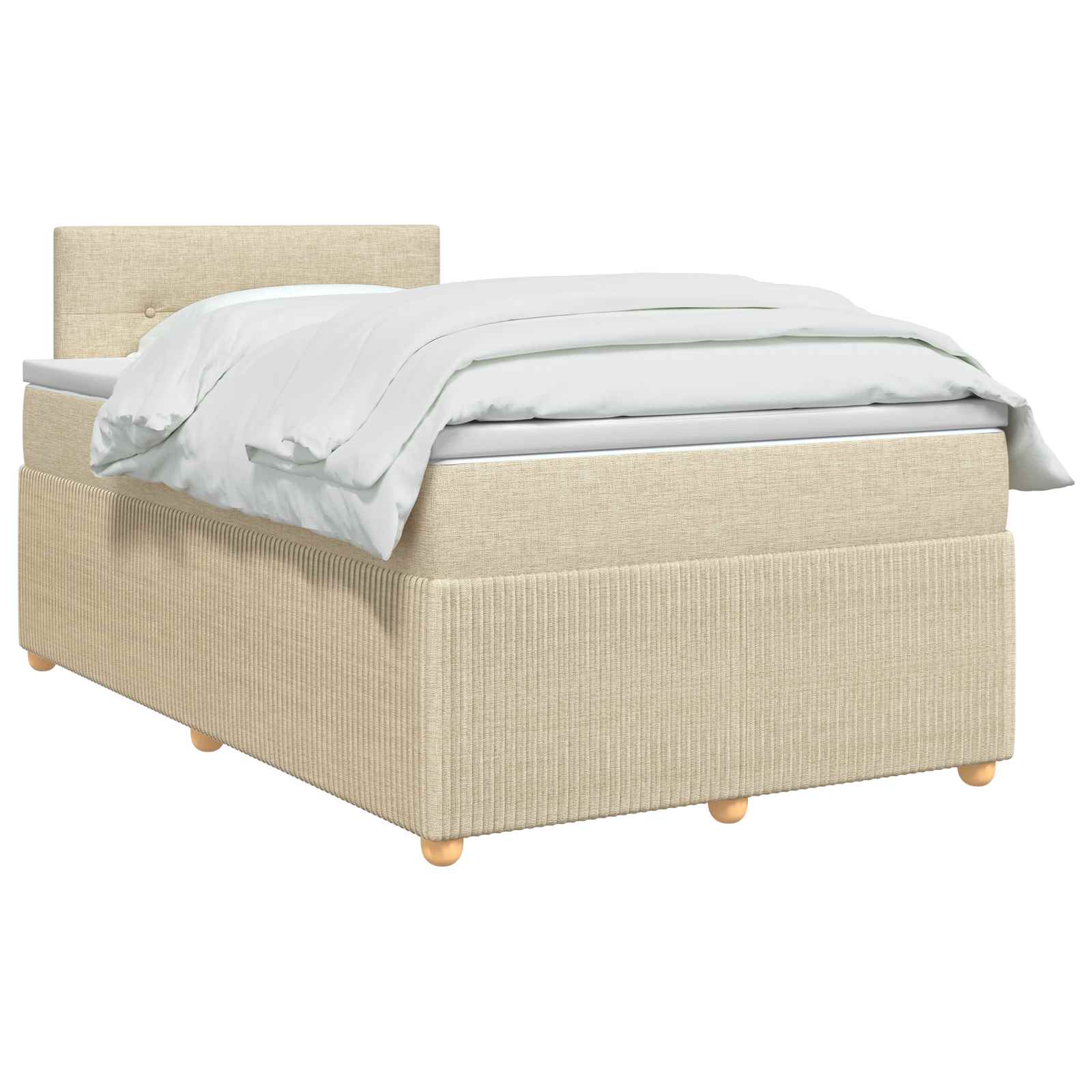 Letto box spring con materasso Crema 120 x 190 cm Tessuto | homemem39