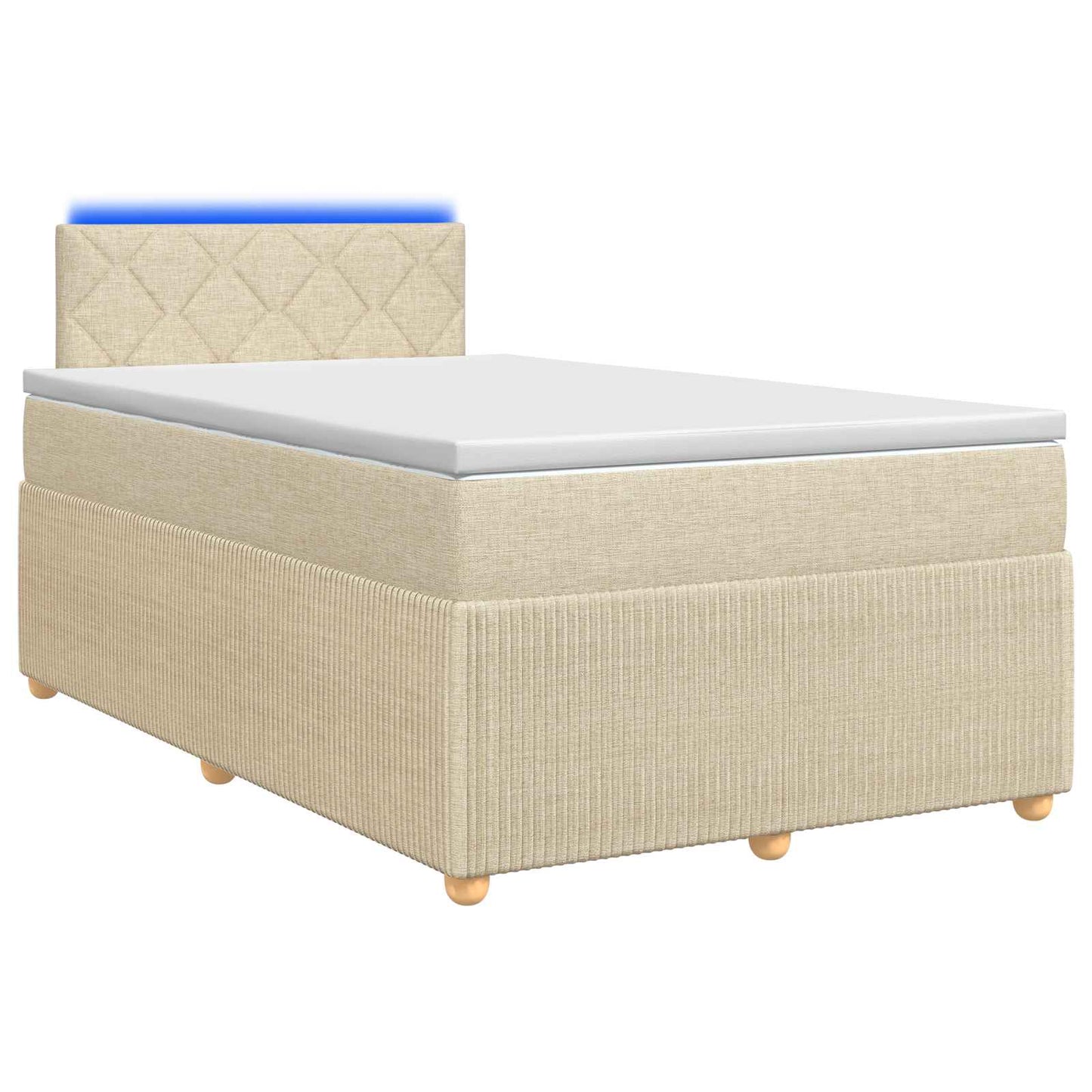 Letto box spring con materasso Crema 120 x 190 cm Tessuto