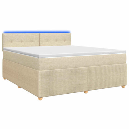 Letto box spring con materasso Crema 180 x 200 cm Tessuto