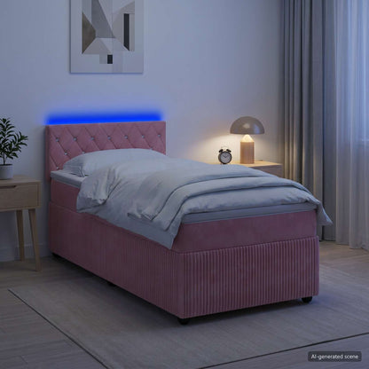 Letto box spring con materasso Rosa 80 x 200 cm Velluto