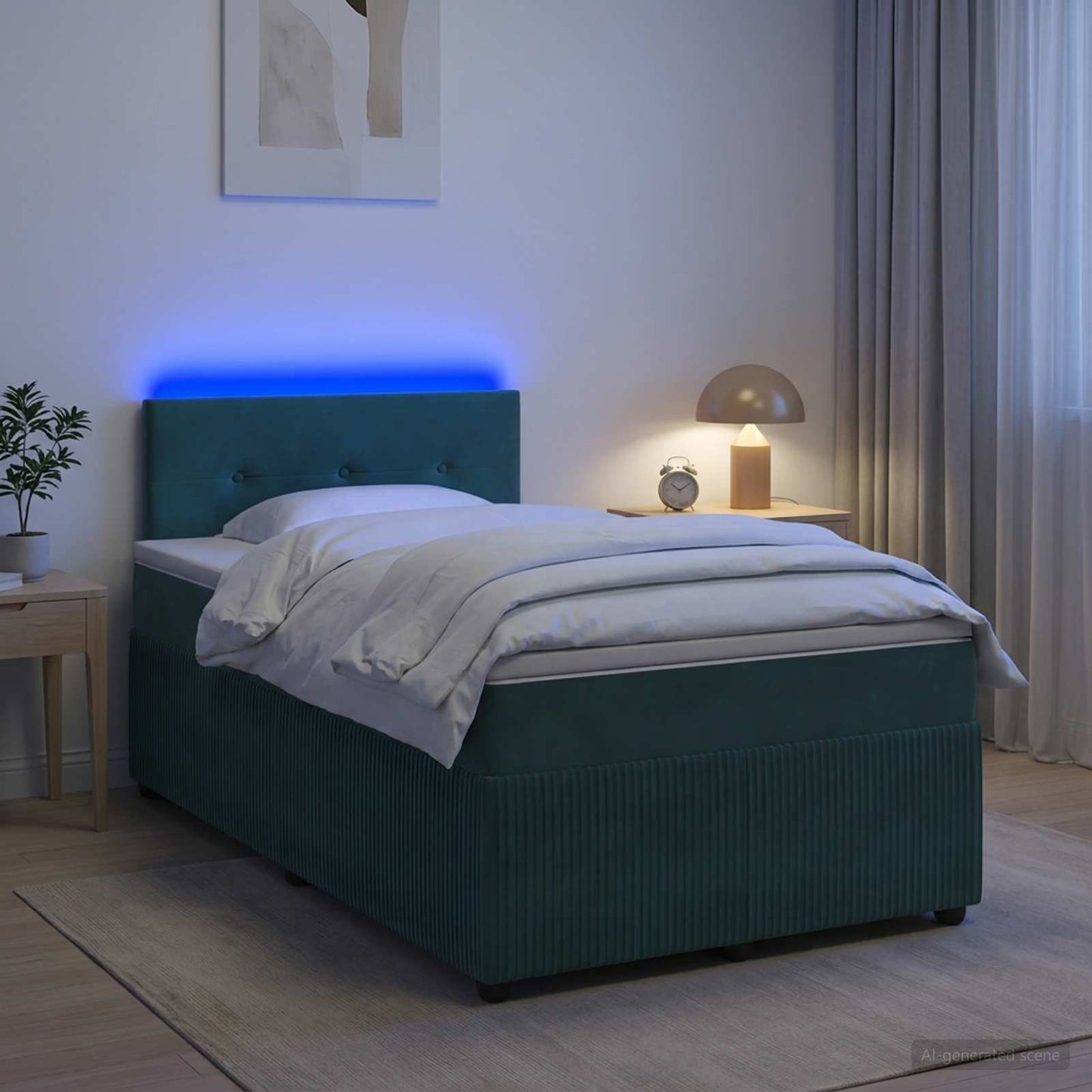 Letto box spring con materasso Verde Scuro 120 x 200 cm Velluto | homemem39