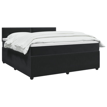 Letto box spring con materasso Nero 140 x 190 cm Velluto