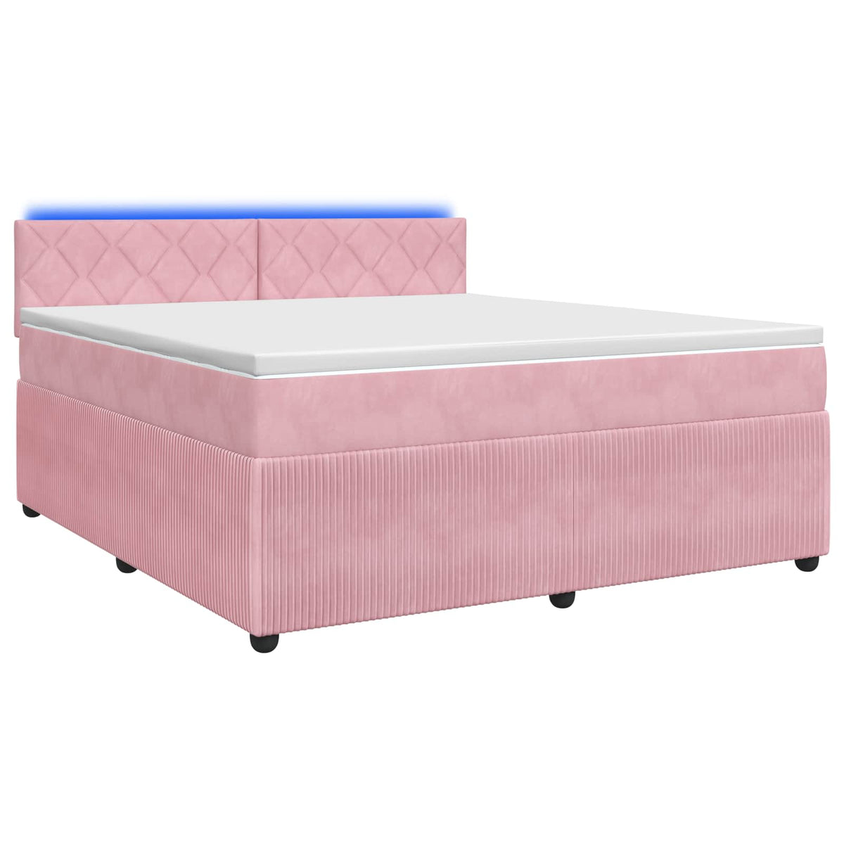 Letto box spring con materasso Rosa 140 x 190 cm Velluto | homemem39
