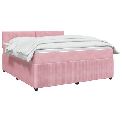 Letto box spring con materasso Rosa 140 x 190 cm Velluto | homemem39