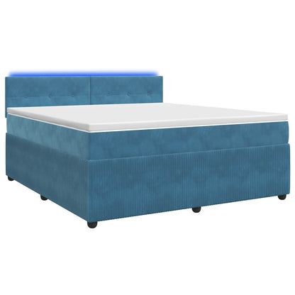 Letto box spring con materasso Blu 160 x 200 cm Velluto