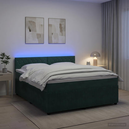 Letto box spring con materasso Verde Scuro 140 x 200 cm Velluto
