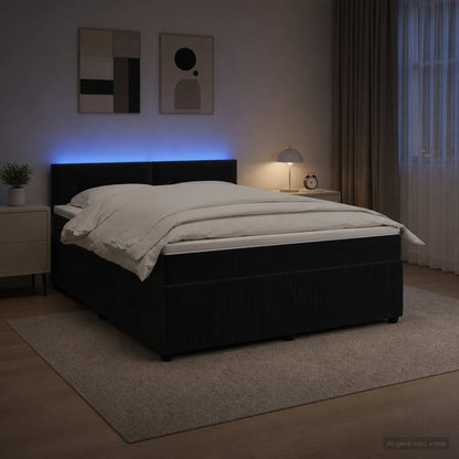Letto box spring con materasso Nero 180 x 200 cm Velluto