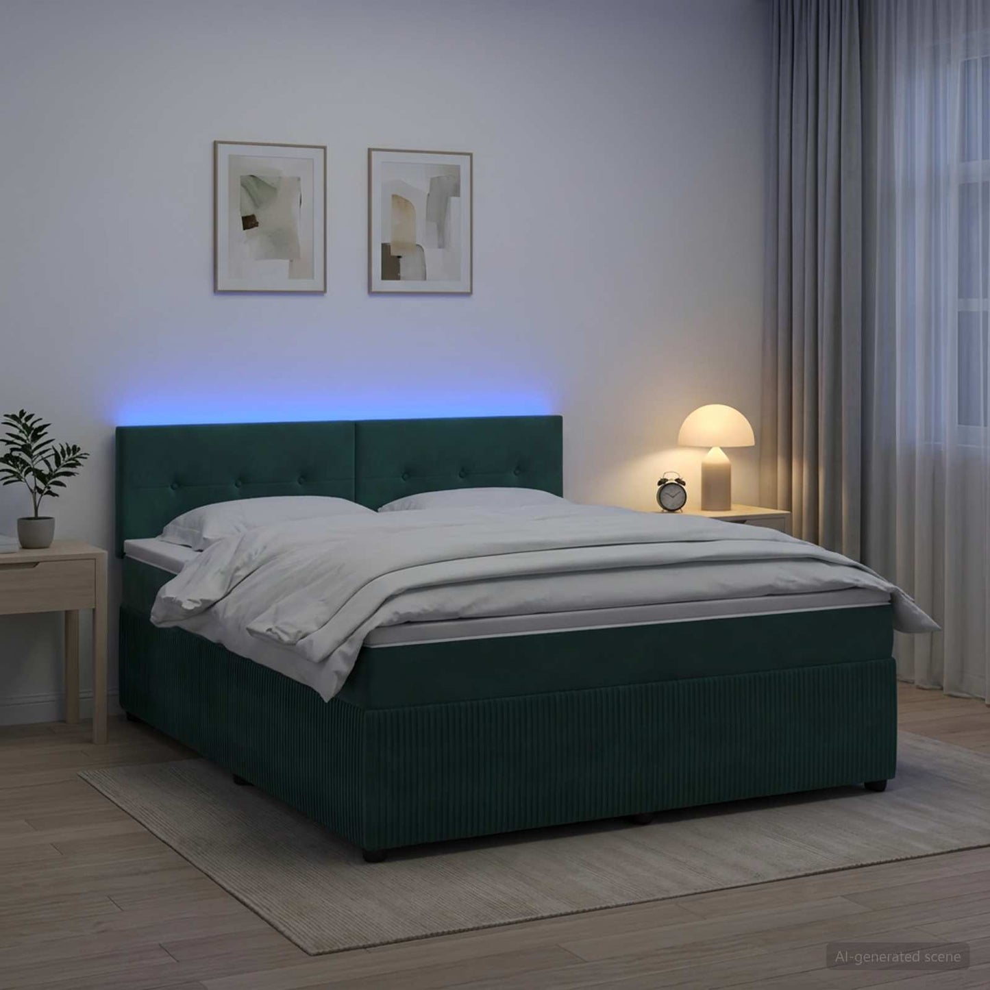 Letto box spring con materasso Verde Scuro 180 x 200 cm Velluto
