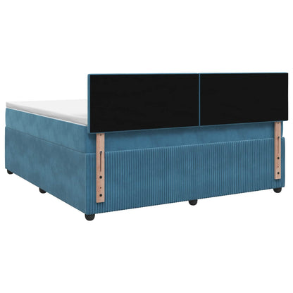 Letto box spring con materasso Blu 180 x 200 cm Velluto