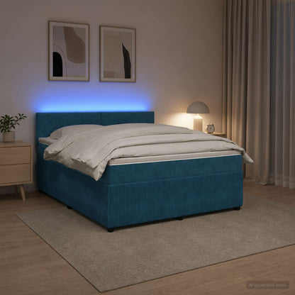 Letto box spring con materasso Blu 160 x 200 cm Velluto | homemem39