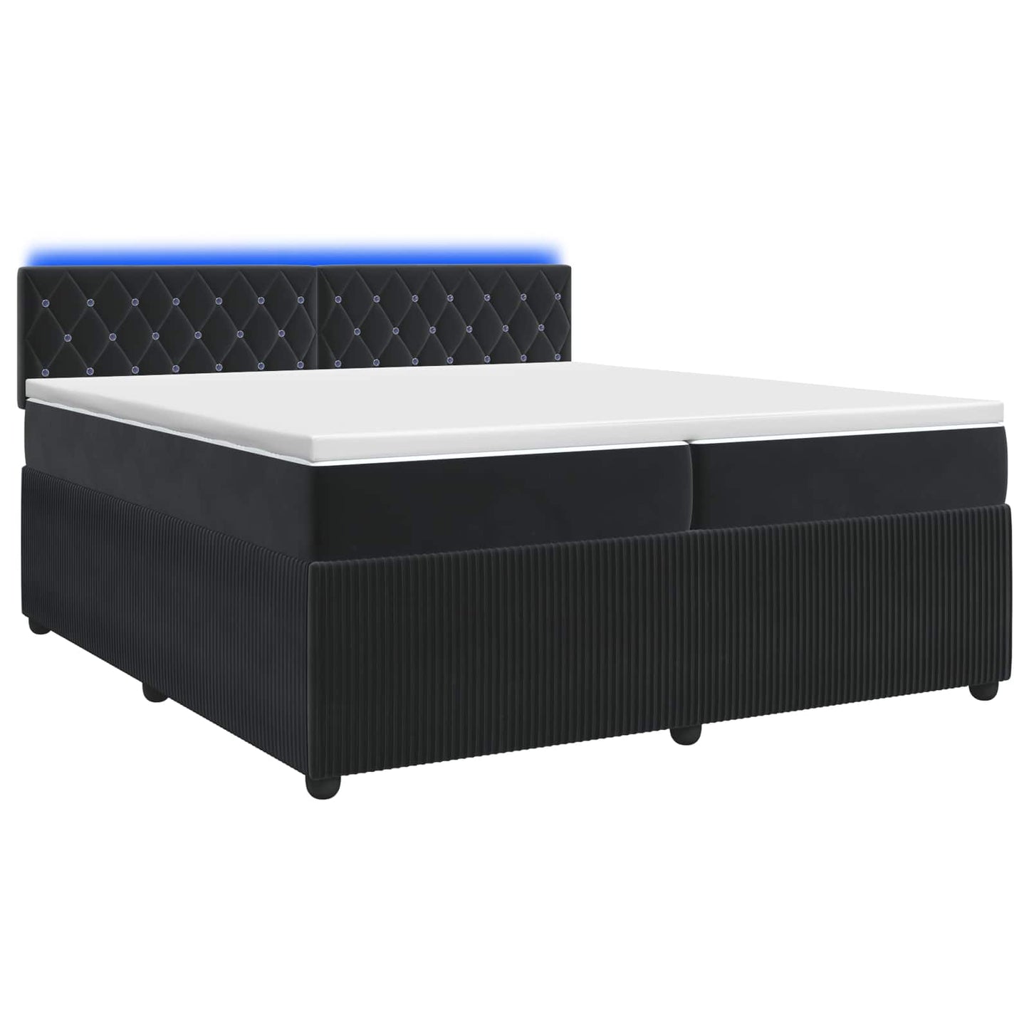 Letto box spring con materasso Nero 200 x 200 cm Velluto
