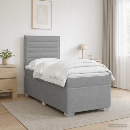 Letto box spring con materasso Grigio Chiaro 90 x 200 cm