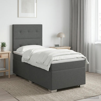 Letto box spring con materasso Grigio Scuro 90 x 200 cm Tessuto
