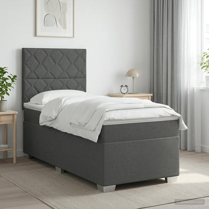 Letto box spring con materasso Grigio Scuro 80 x 200 cm Tessuto | homemem39