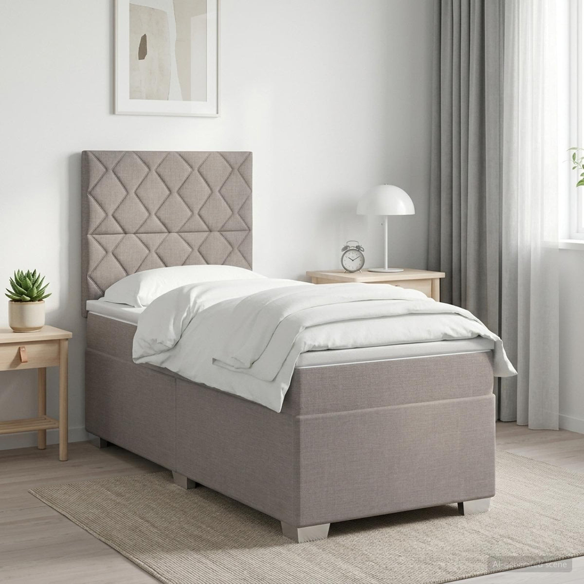 Letto box spring con materasso Tortora 80 x 200 cm Tessuto | homemem39
