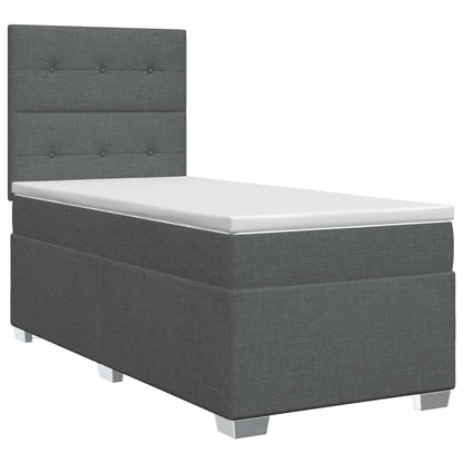 Letto box spring con materasso Grigio Scuro 90 x 190 cm Tessuto