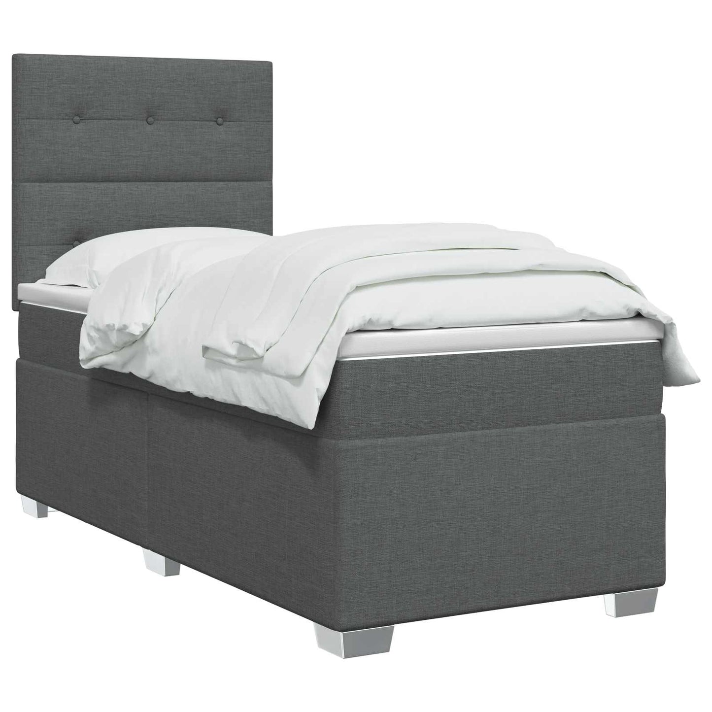 Letto box spring con materasso Grigio Scuro 90 x 190 cm Tessuto | homemem39