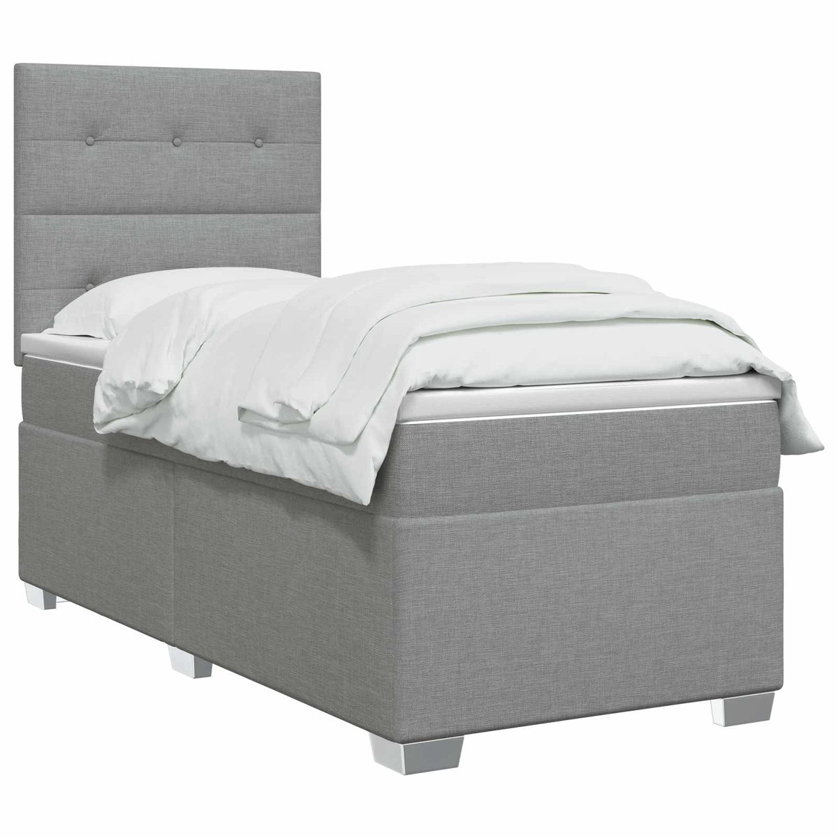 Letto box spring con materasso Grigio Chiaro 90 x 200 cm