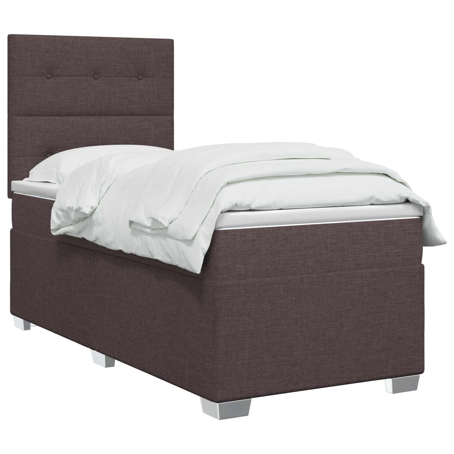 Letto box spring con materasso Marrone Scuro 100 x 200 cm