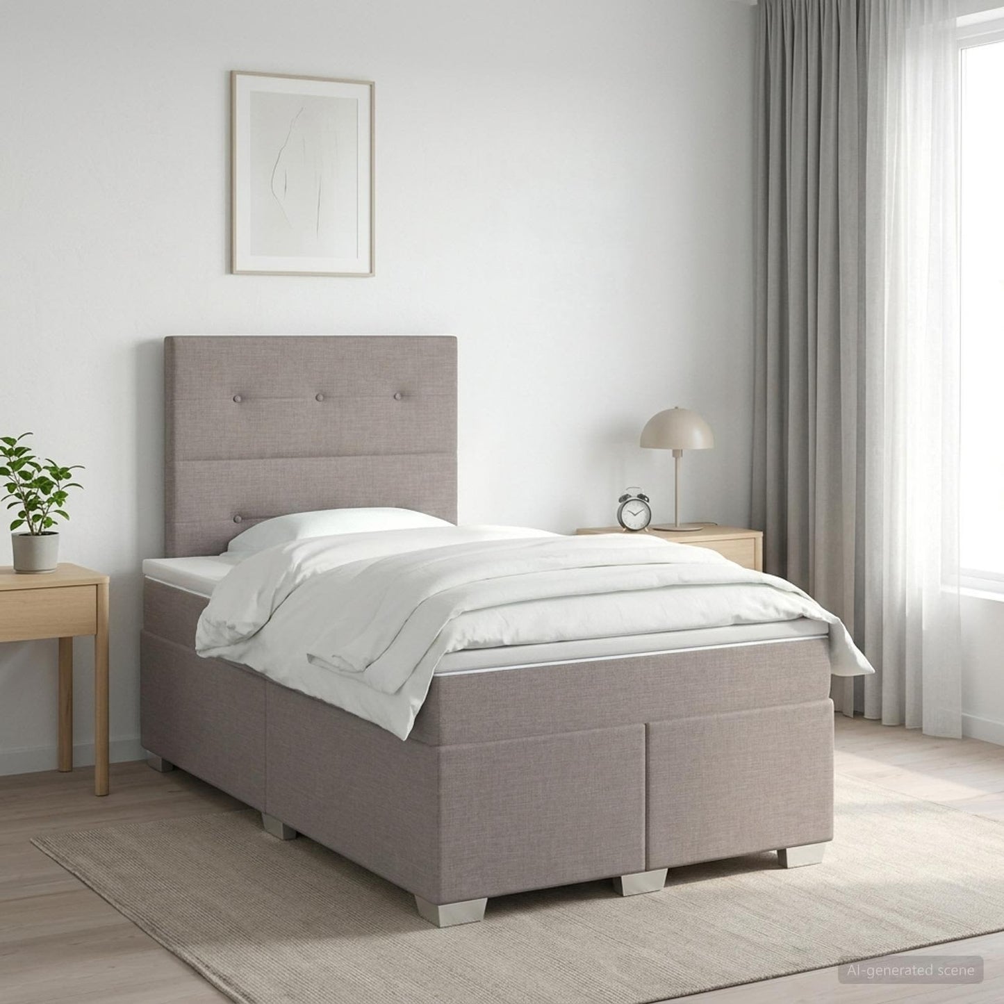 Letto box spring con materasso Tortora 120 x 200 cm Tessuto | homemem39