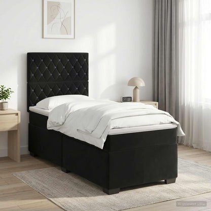 Letto box spring con materasso Nero 90 x 200 cm Velluto | homemem39