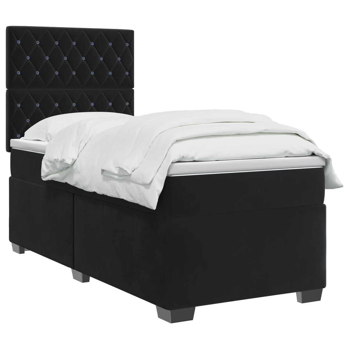 Letto box spring con materasso Nero 90 x 200 cm Velluto | homemem39