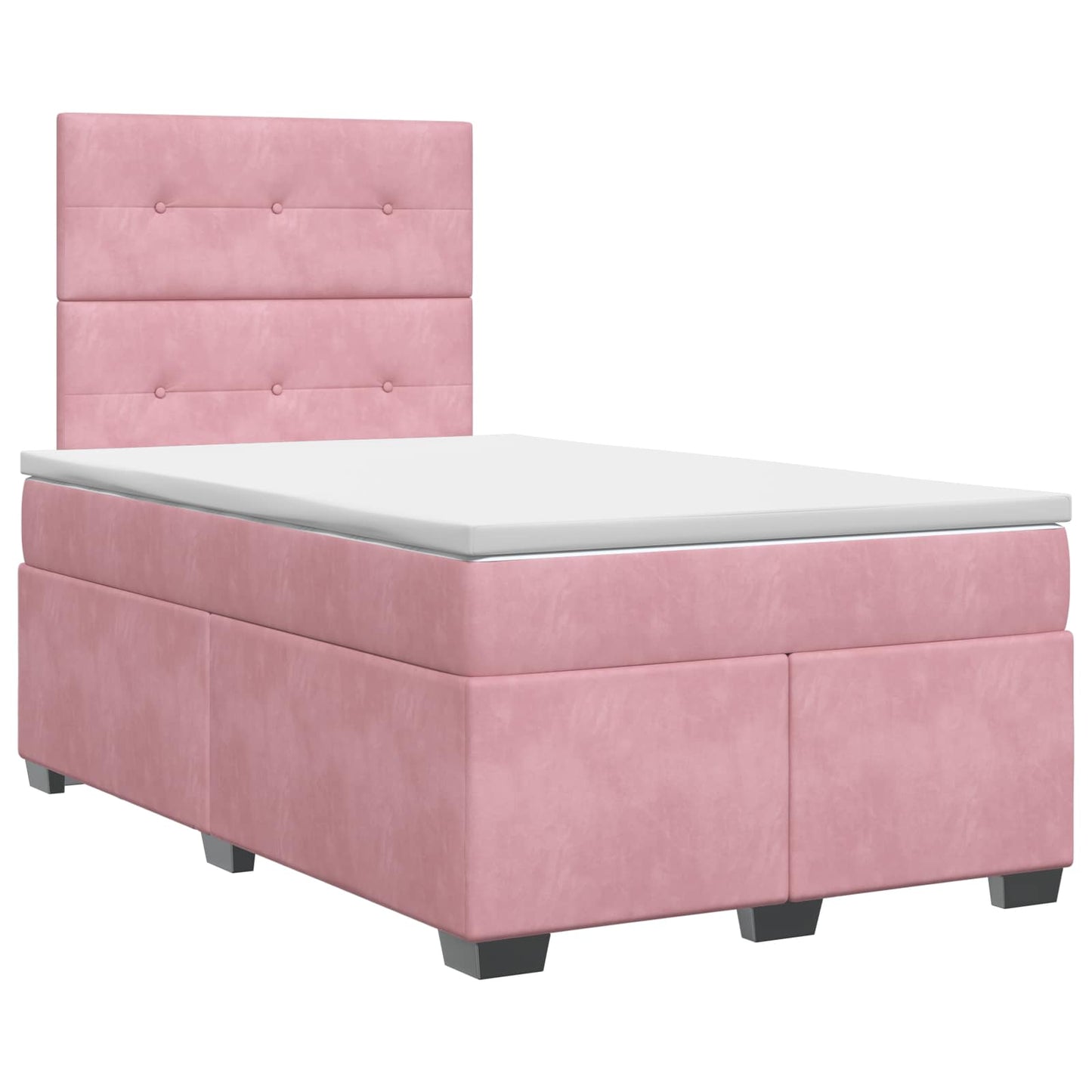 Letto box spring con materasso Rosa 120 x 200 cm Velluto