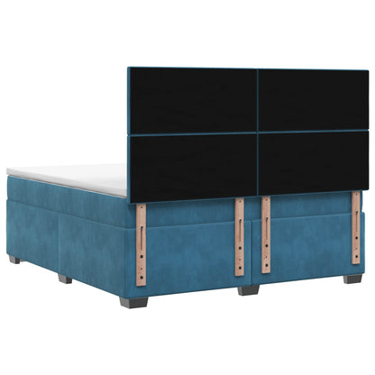Letto box spring con materasso Blu 140 x 190 cm Velluto | homemem39