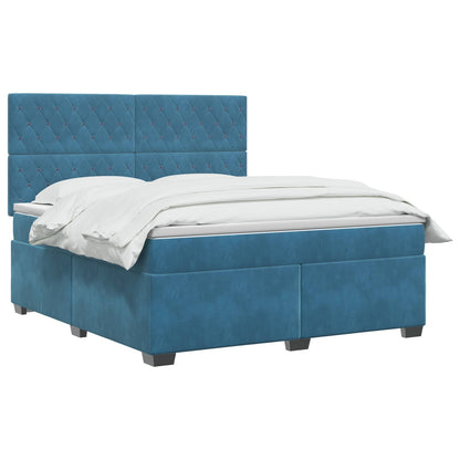 Letto box spring con materasso Blu 140 x 190 cm Velluto | homemem39