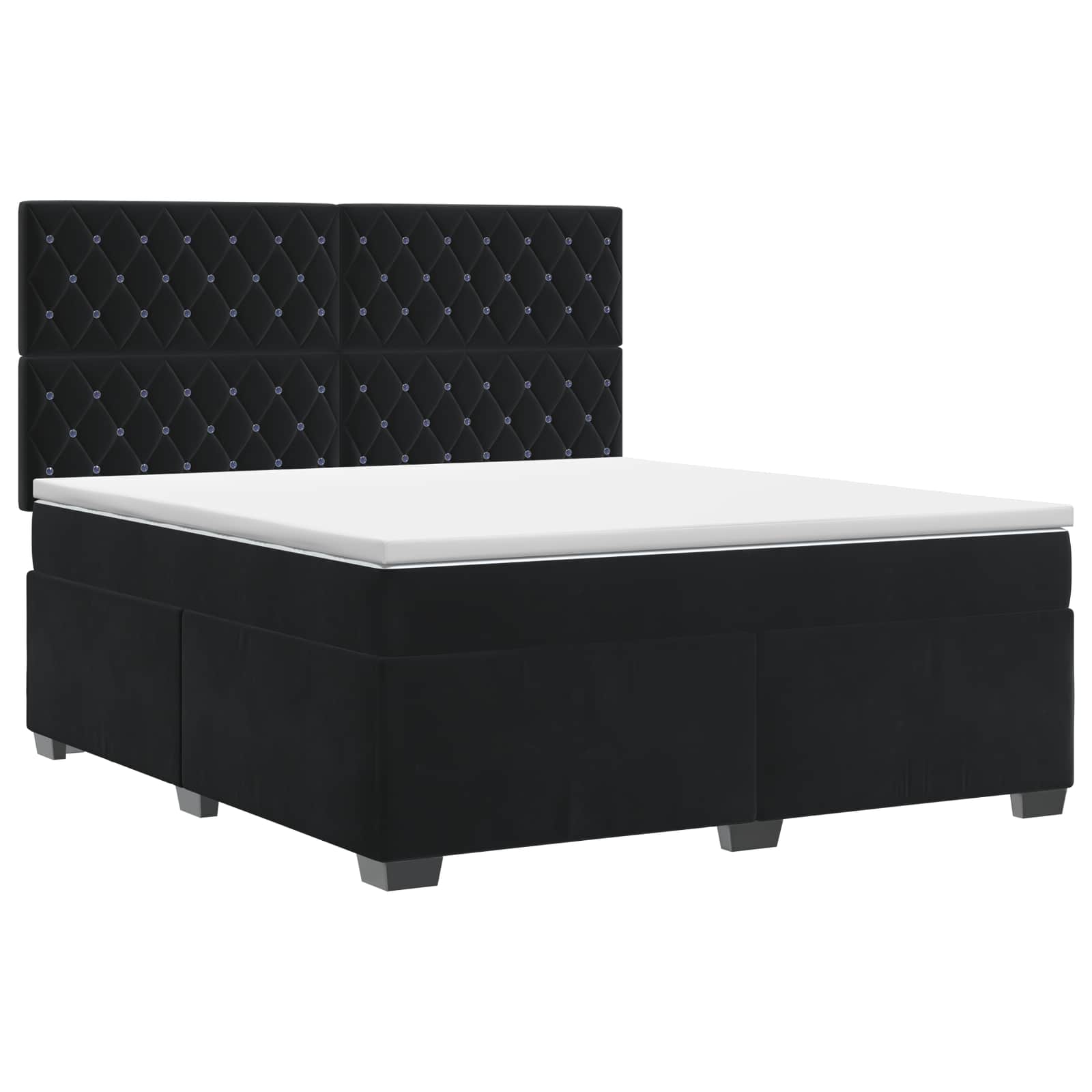 Letto box spring con materasso Nero 140 x 200 cm Velluto | homemem39